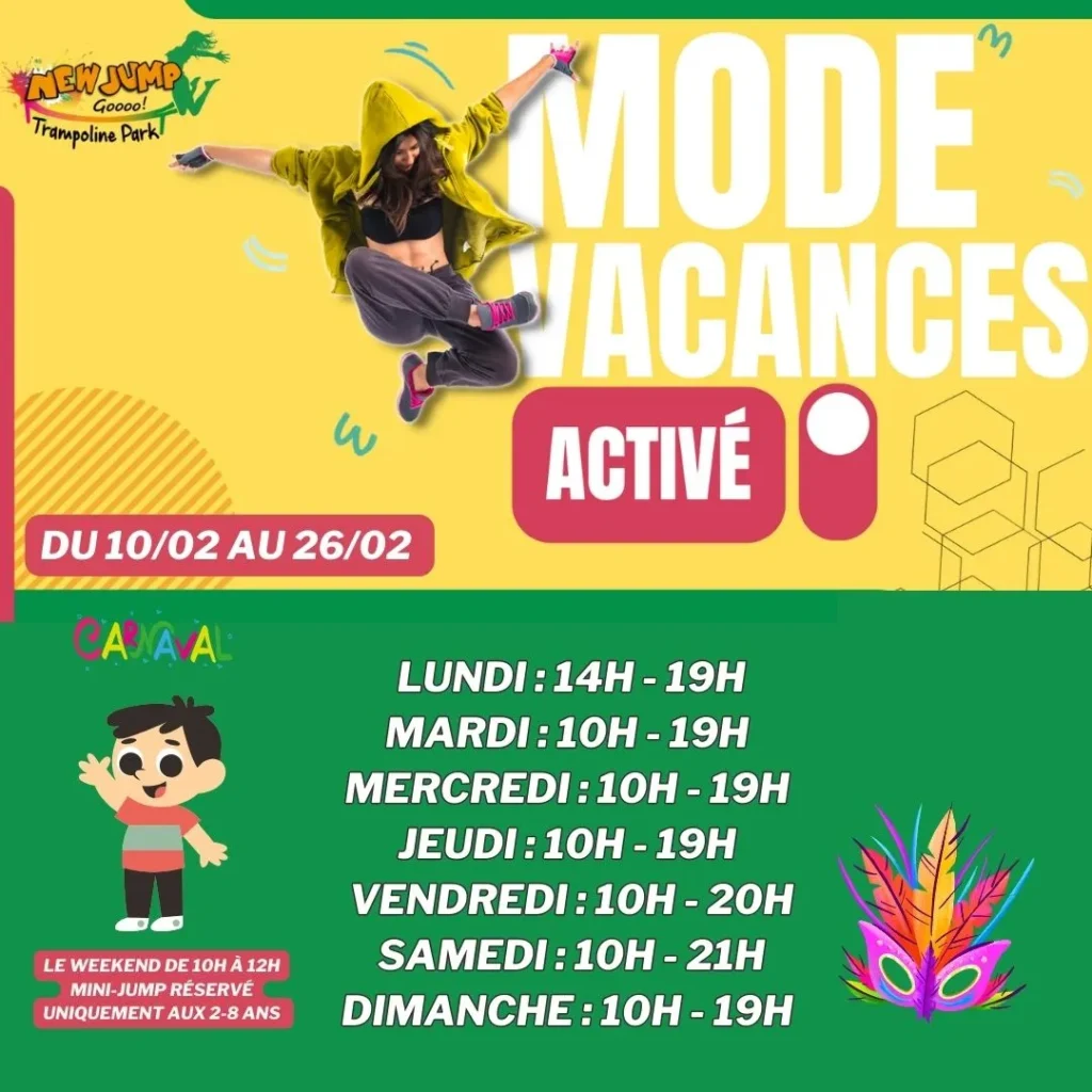 Les horaires pour les vacances de février.